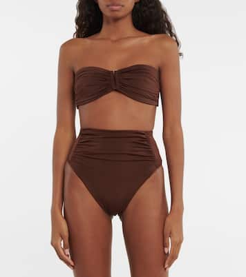 Ruched high-rise bikini bottoms | Self-Portrait