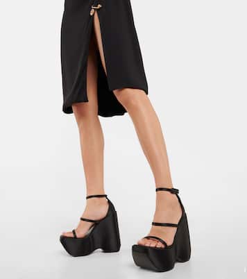 Triplatform satin platform sandals | Versace