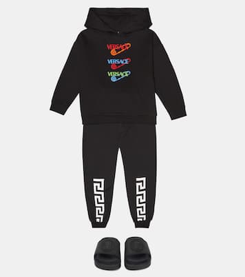 Safety Pin embroidered cotton hoodie | Versace Kids