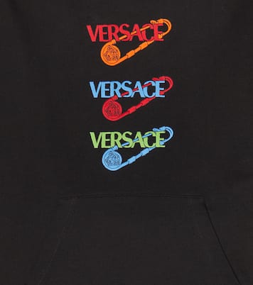 Safety Pin embroidered cotton hoodie | Versace Kids