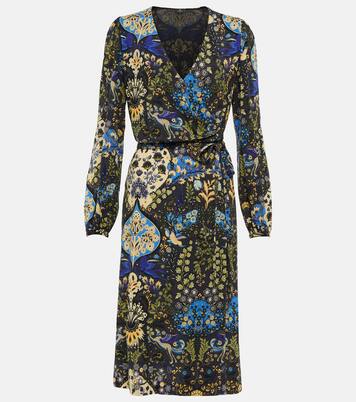Printed wrap wool-blend midi dress | Etro