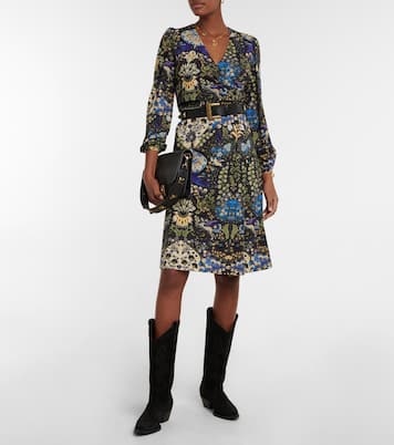 Printed wrap wool-blend midi dress | Etro