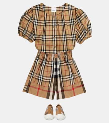 Blusa en mezcla de algodón con Burberry Check | Burberry Kids