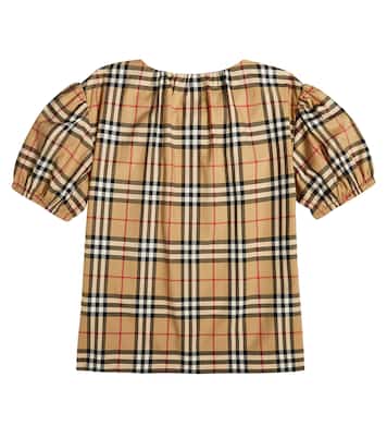 Blusa en mezcla de algodón con Burberry Check | Burberry Kids