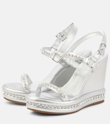 Verzierte Wedge-Sandalen Pyrastrass aus Metallic-Leder | Christian Louboutin