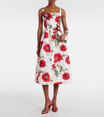 Robe midi Poppy brodée | Oscar de la Renta