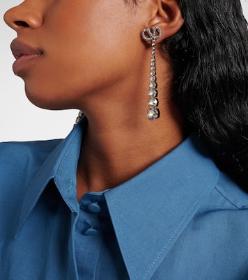 VLogo Signature embellished drop earrings | Valentino