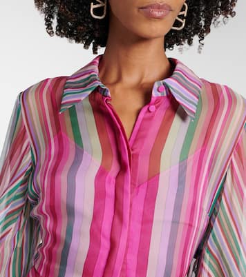 Vestido de fiesta de gasa de seda con plumas | Valentino