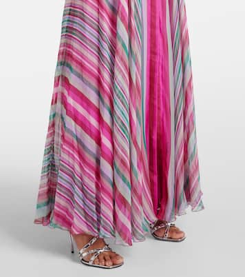 Vestido de fiesta de gasa de seda con plumas | Valentino