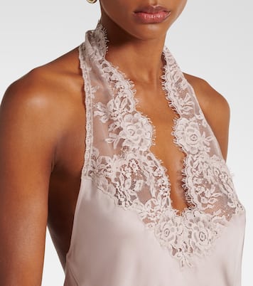 Top in charmeuse di seta con pizzo | Saint Laurent