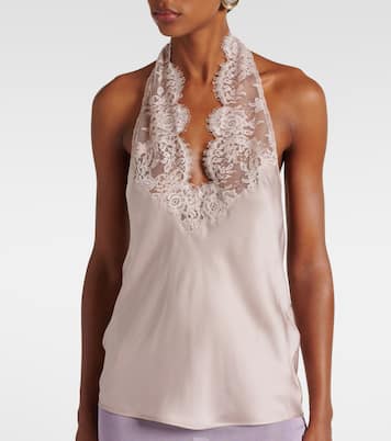 Top in charmeuse di seta con pizzo | Saint Laurent