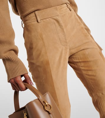 Pantaloni regular Coleman in suede | Joseph