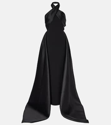 Rumi satin-trimmed crêpe gown | Solace London