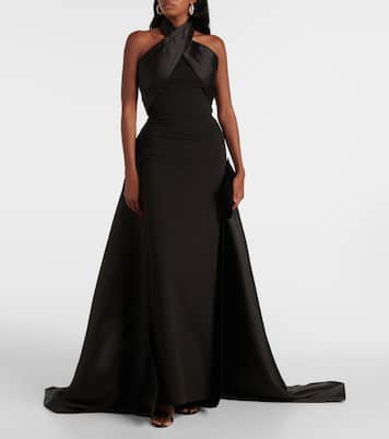 Rumi satin-trimmed crêpe gown | Solace London