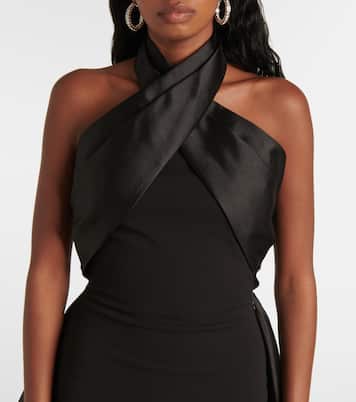 Rumi satin-trimmed crêpe gown | Solace London
