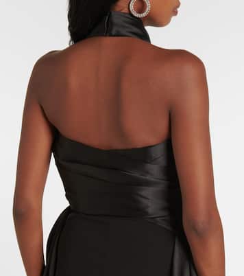 Rumi satin-trimmed crêpe gown | Solace London