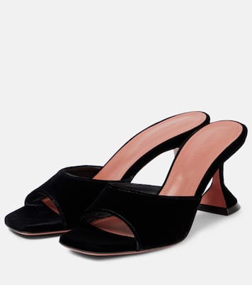 Mules Lupita 70 en velours | Amina Muaddi
