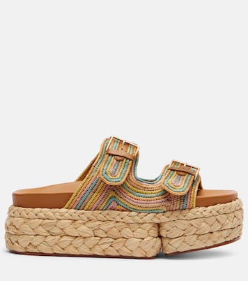Quinie raffia platform slides | Clergerie