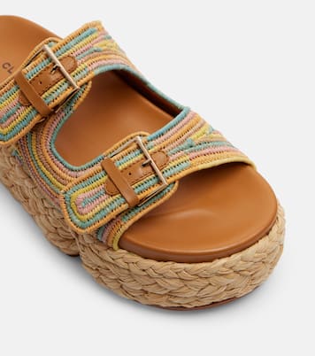 Quinie raffia platform slides | Clergerie