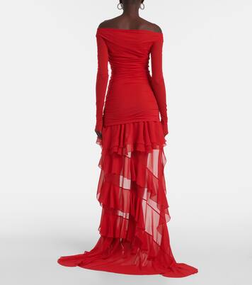 Vestido largo asimétrico con volantes | Blumarine