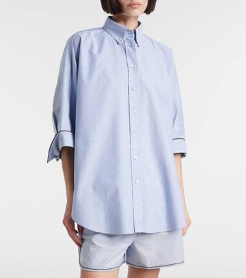 Camicia oversize Monili in popeline di cotone | Brunello Cucinelli