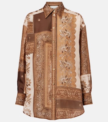 Camisa Lucky de satén de seda estampada | Zimmermann