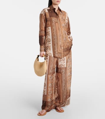 Camisa Lucky de satén de seda estampada | Zimmermann