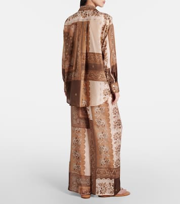 Camisa Lucky de satén de seda estampada | Zimmermann