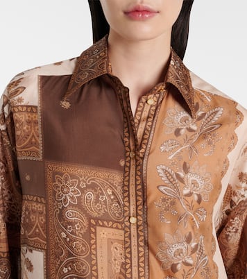 Camisa Lucky de satén de seda estampada | Zimmermann