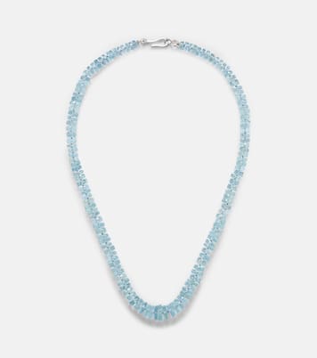 18k white gold necklace with aquamarines  | Ileana Makri