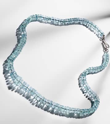 18k white gold necklace with aquamarines  | Ileana Makri