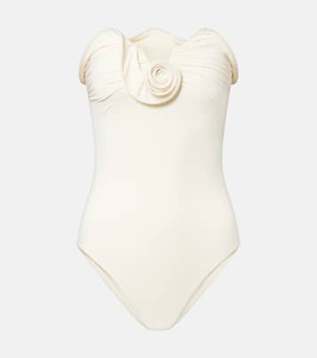 Floral-appliqué strapless swimsuit | Magda Butrym
