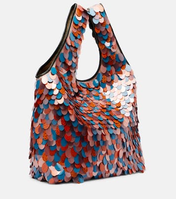 March Large leather-trimmed sequined tote bag | Dries Van Noten