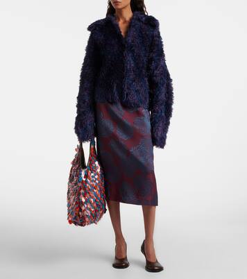 March Large leather-trimmed sequined tote bag | Dries Van Noten
