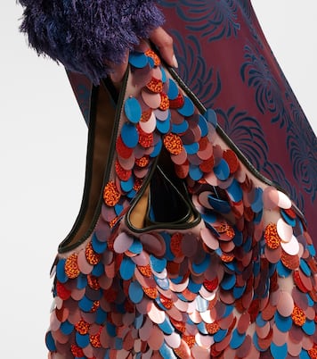 March Large leather-trimmed sequined tote bag | Dries Van Noten
