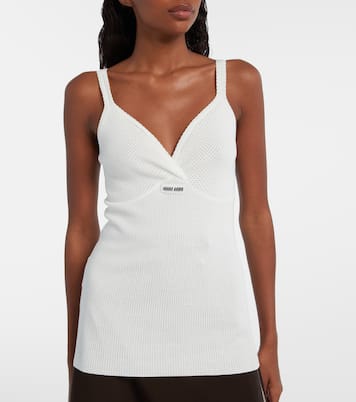 Lace-trimmed cotton top | Miu Miu
