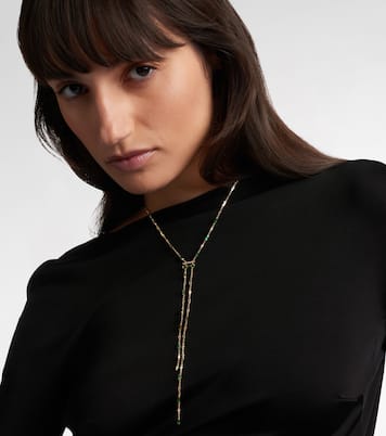 Halskette aus 18kt Gelbgold mit Diamanten und Smaragden | Shay Jewelry