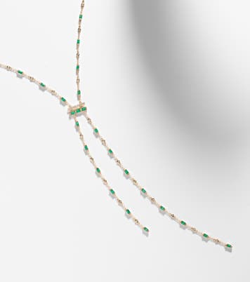 Halskette aus 18kt Gelbgold mit Diamanten und Smaragden | Shay Jewelry