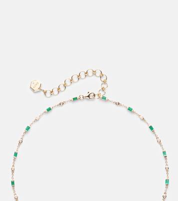 Halskette aus 18kt Gelbgold mit Diamanten und Smaragden | Shay Jewelry