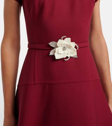 Vestido largo de crepé en mezcla de lana con aplique | Oscar de la Renta