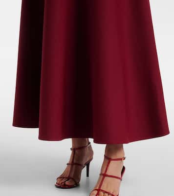 Vestido largo de crepé en mezcla de lana con aplique | Oscar de la Renta