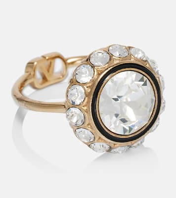 水晶缀饰珐琅戒指 | Valentino