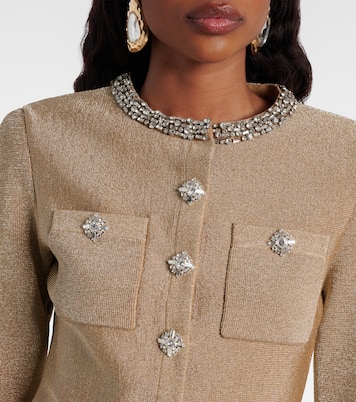 فستان قصير من اللاميه مزين بالكريستال | Self-Portrait