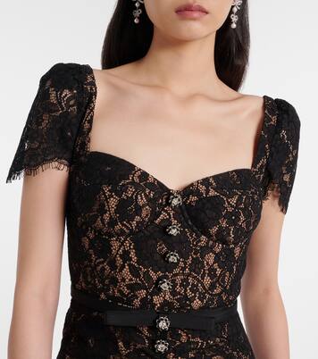 Embellished cotton-blend lace midi dress | Self-Portrait