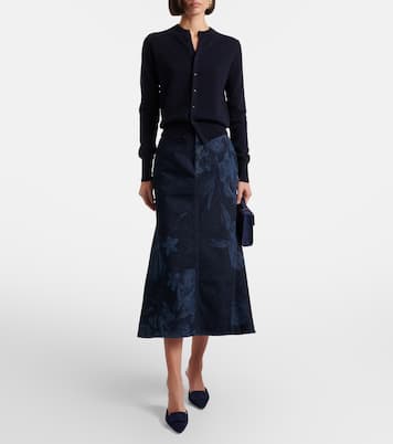 Floral flared denim midi skirt | Erdem