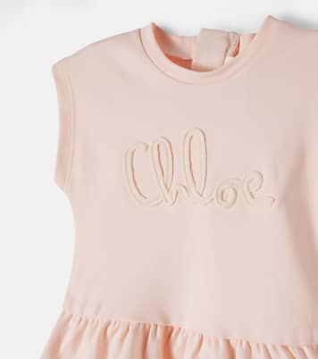 Logo-embroidered cotton jersey dress | Chloé Kids