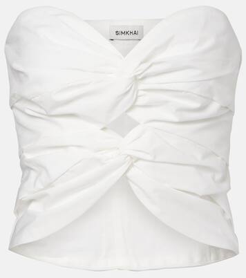 Cornelia cutout ruched cotton-blend top | Simkhai