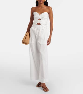 Cornelia cutout ruched cotton-blend top | Simkhai