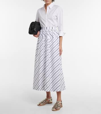 Striped cotton midi skirt | Tory Burch