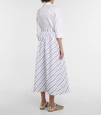 Striped cotton midi skirt | Tory Burch